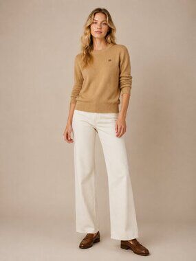 The Tiny Big Sister Ribbed Crew Neck Sweater Tan 36 #A3747